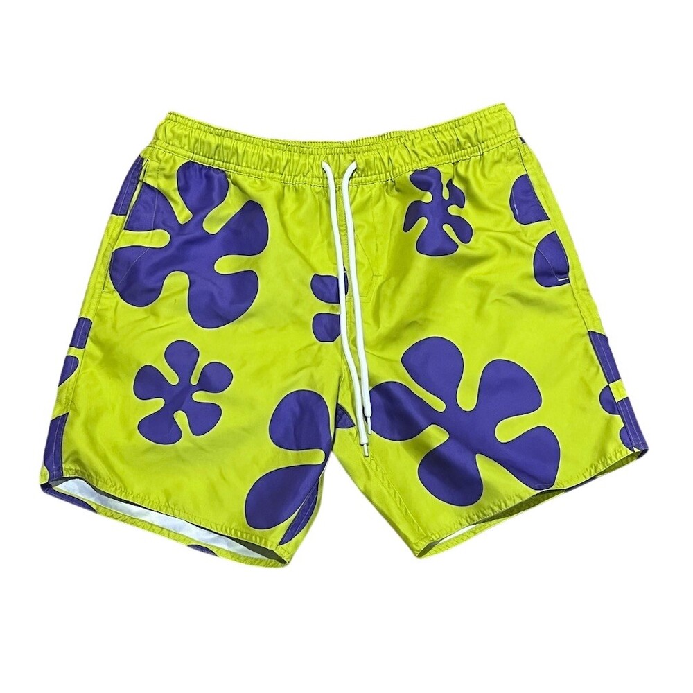 Hot Topic SpongeBob Patrick Star Cosplay Board Shorts Green Floral One